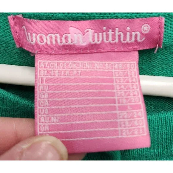 Woman Within Button Up Cardigan Womens Large Green Polka Dot Preppy Casual - Picture 3 of 9